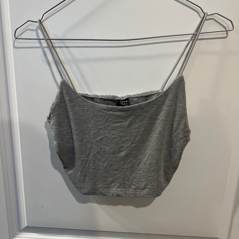 SHEIN Womens Crop Cami Top Spaghetti Strap Grey Size S